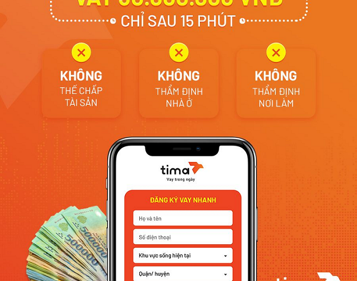 Dễ dàng vay tiền Tima qua App